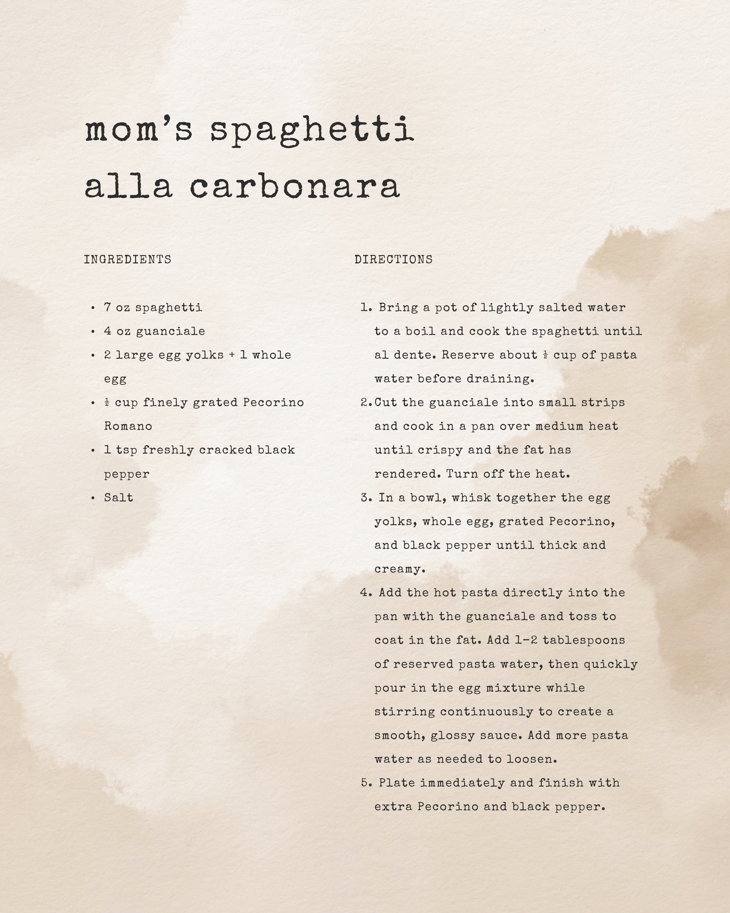 Recipe print close-up