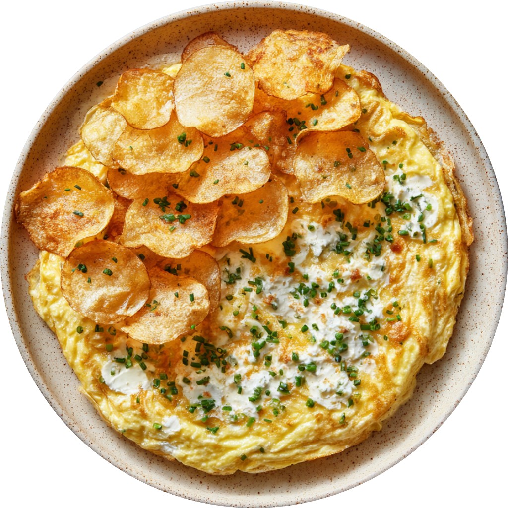Boursin Omelet With Sour Cream & Onion Potato Chips