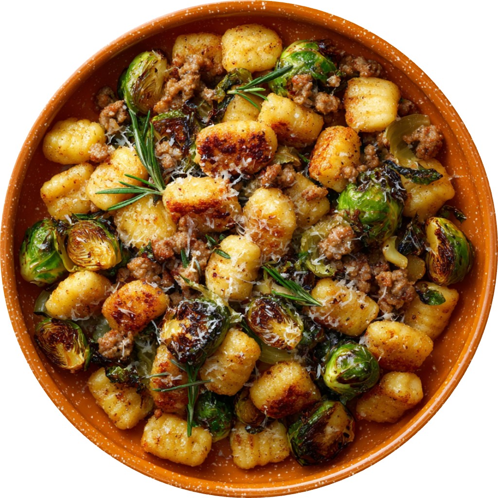 Crispy Gnocchi With Sausage And Brussels