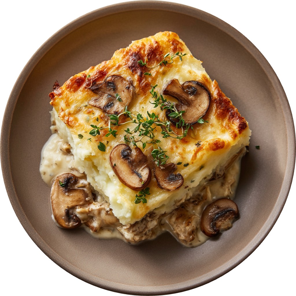 Creamy Chicken & Mushroom Potato Top Pie