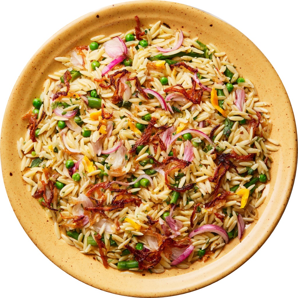 Spring Orzo Salad With Crispy Shallot Vinaigrette