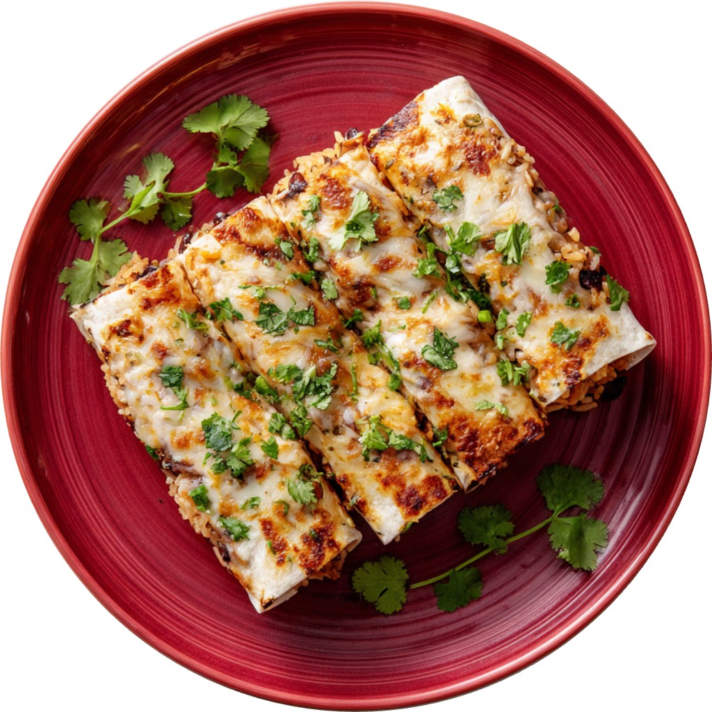 Spicy Cheesy Black Bean Rice Burritos