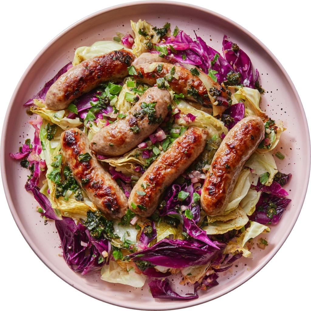 Sausage With Charred Cabbage And Giardiniera