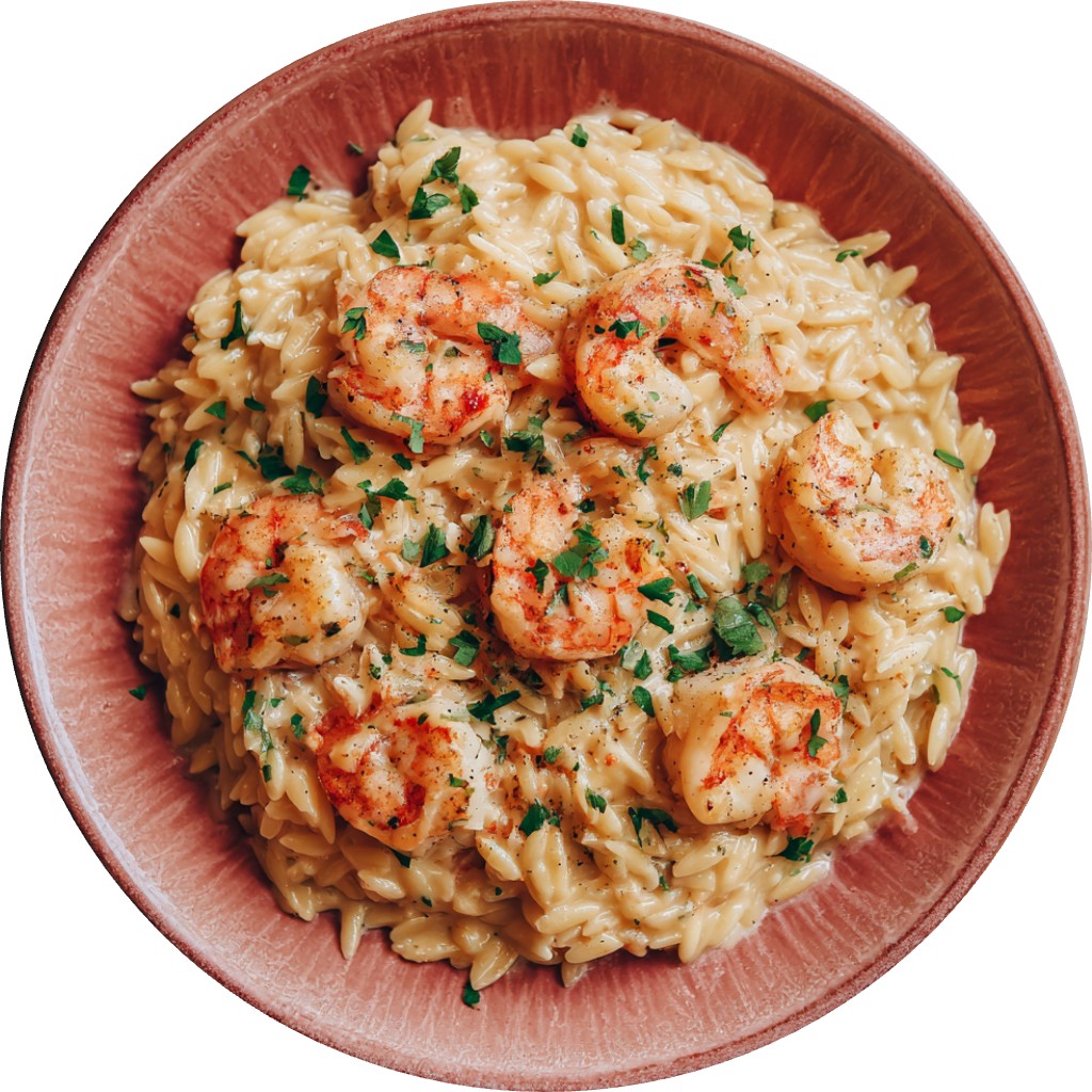 Creamy Garlic Butter Orzo With Shrimp