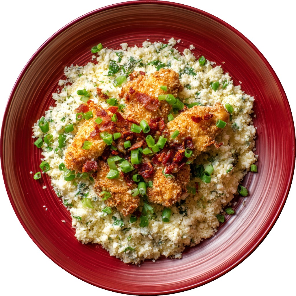 JalapeñO Popper Creamy Cauliflower Rice With Crispy Air Fried Chicken