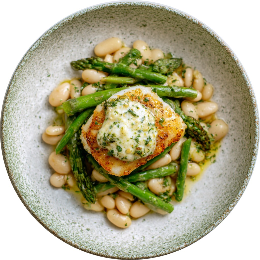 Asparagus & Cod With Butter Beans