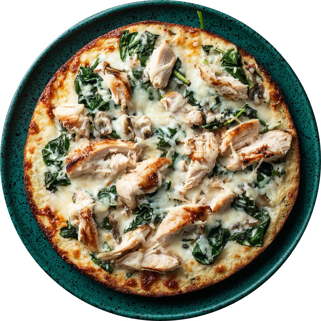 High Protein Chicken Alfredo Pizza