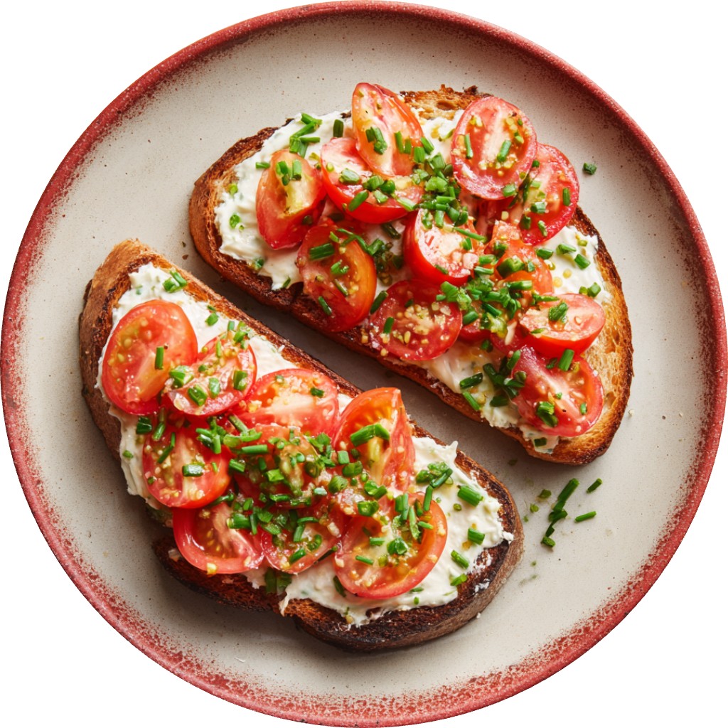 Classic Tomato Toast With Mayonnaise And Chives