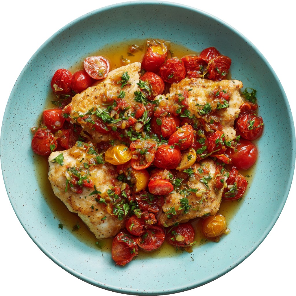 Crisped Chicken With Tomatoes And Shallot Sofrito