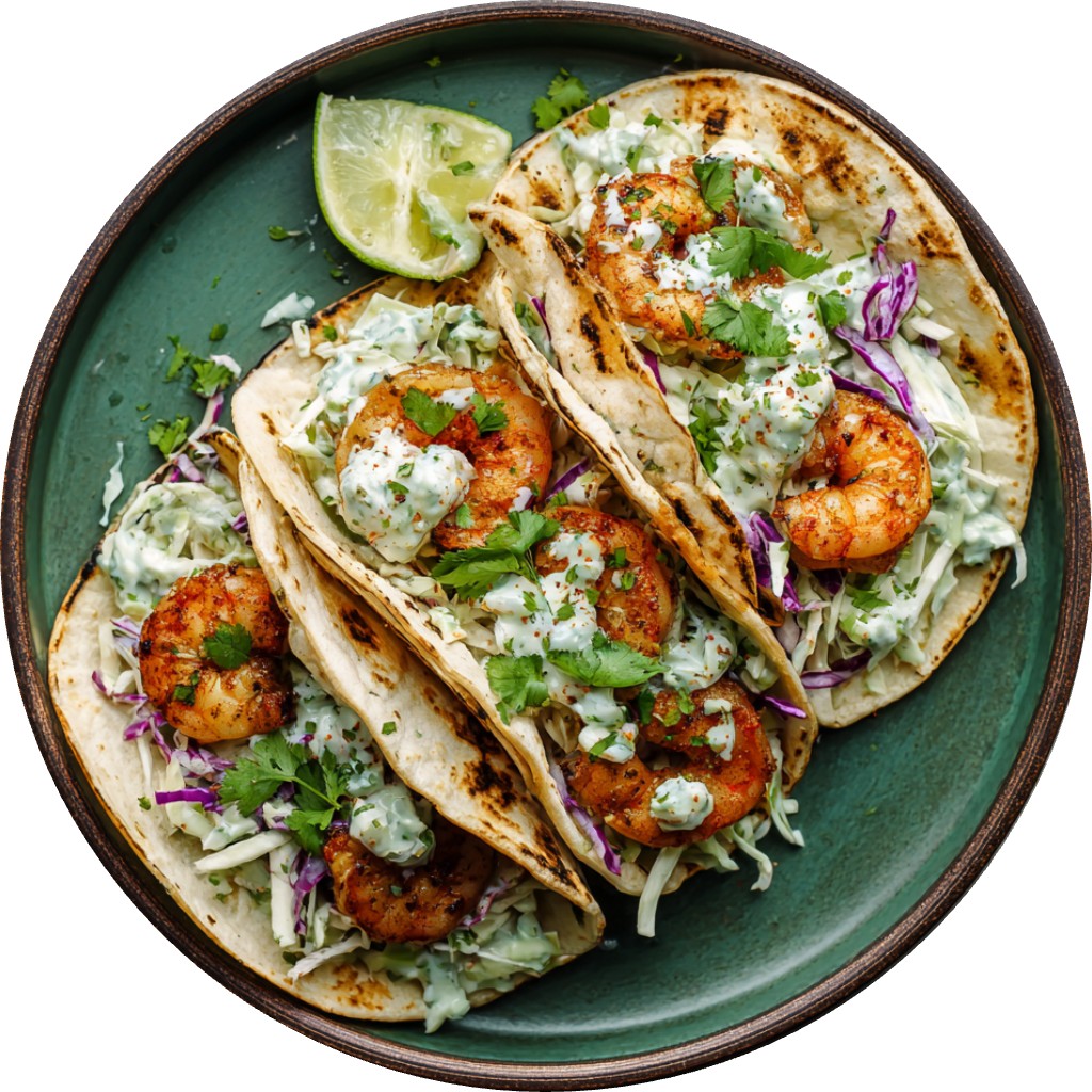 Healthy Shrimp Tacos With Cilantro Lime Greek Yogurt Slaw