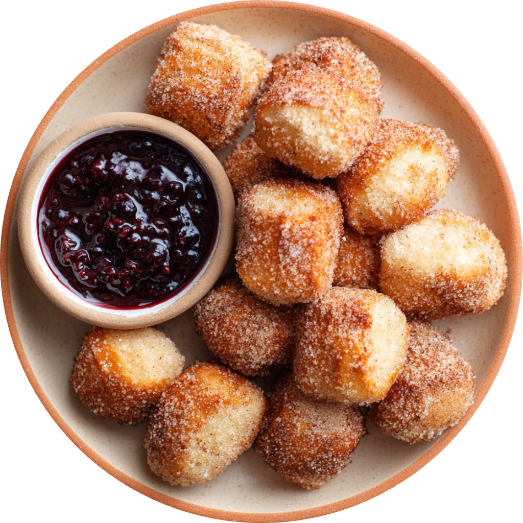 Brown Butter Churro Bites With Wild Blueberry Dipping Sauce