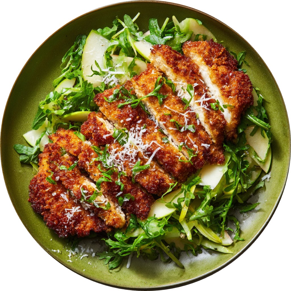 Chicken Milanese With Apple, Celery & Arugula Salad