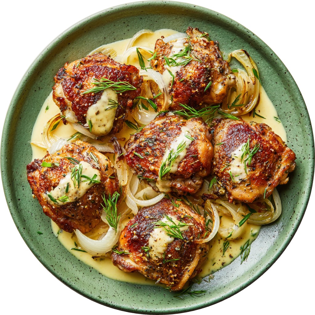 Crispy Chicken Thighs With Creamy Mustard Sauce