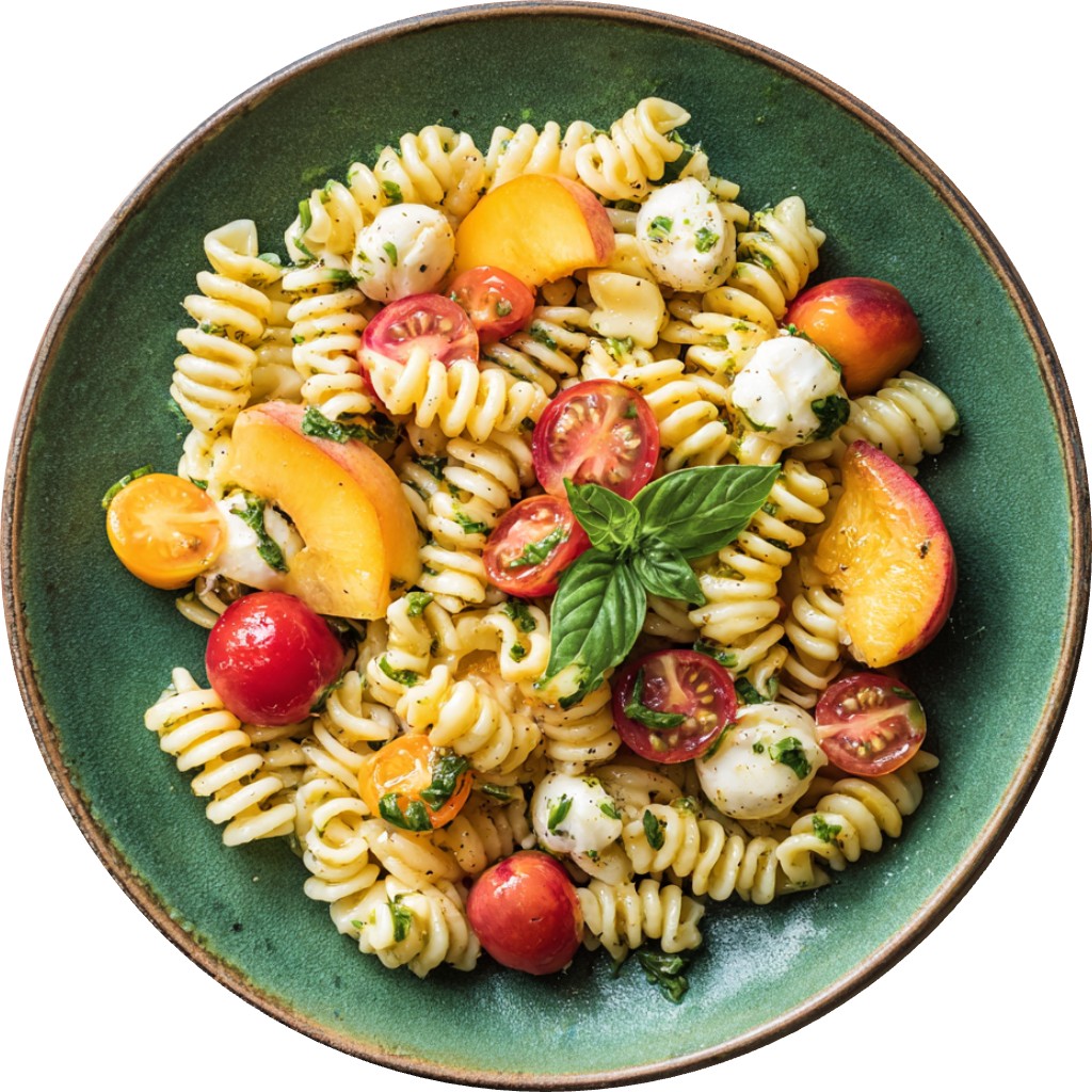 Peach Caprese Pasta Salad