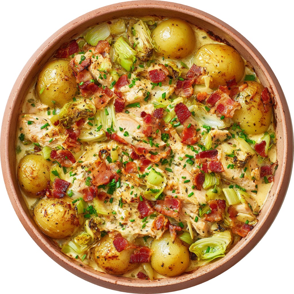Creamy Chicken, Bacon & Leek Traybake
