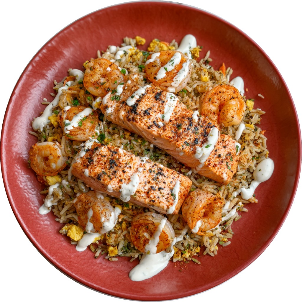 Homemade Salmon And Shrimp Hibachi
