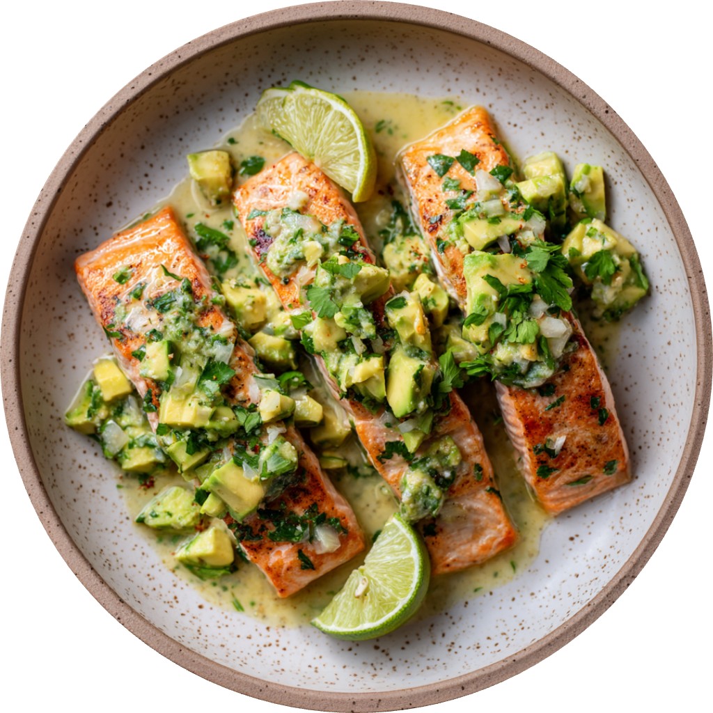 Cilantro Lime Salmon With Avocado Salsa