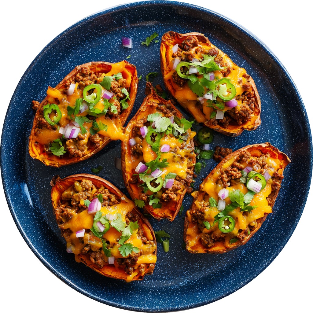 Chipotle Beef Sweet Potato Skins