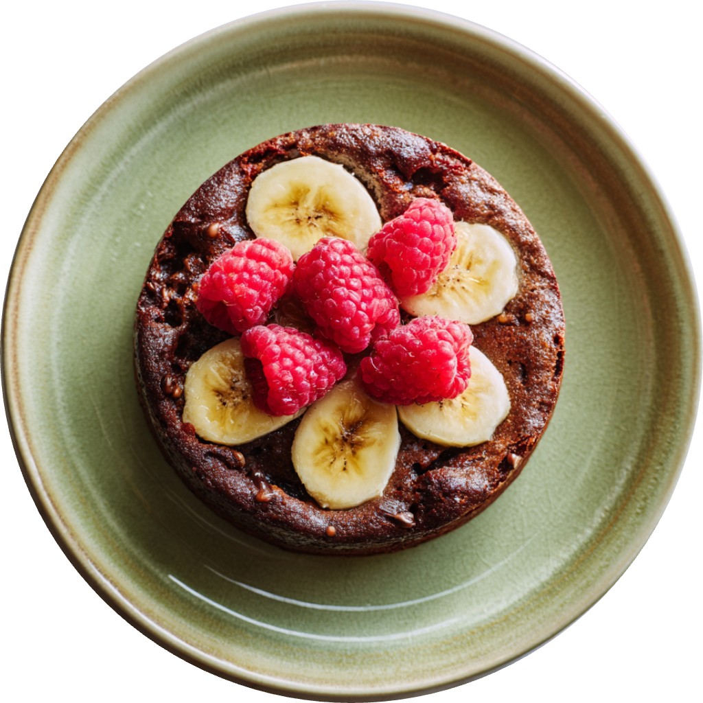 Single Serve Chocolate, Raspberry Banana Cake