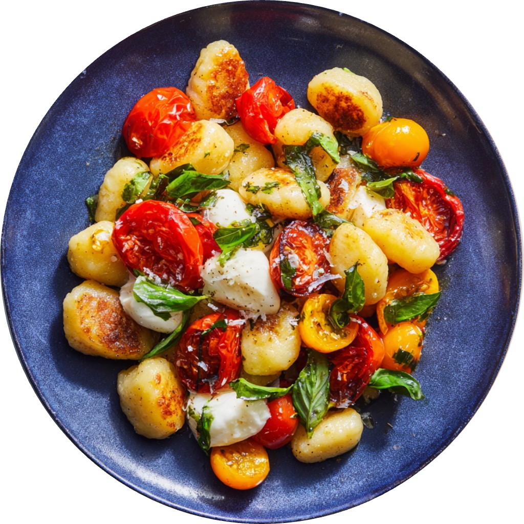 Smashed Gnocchi Caprese Salad
