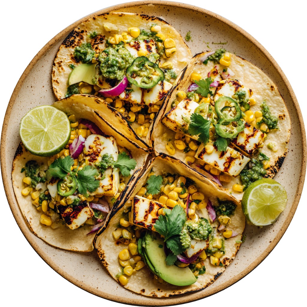Grilled Halloumi Tacos With Zesty Corn Salad