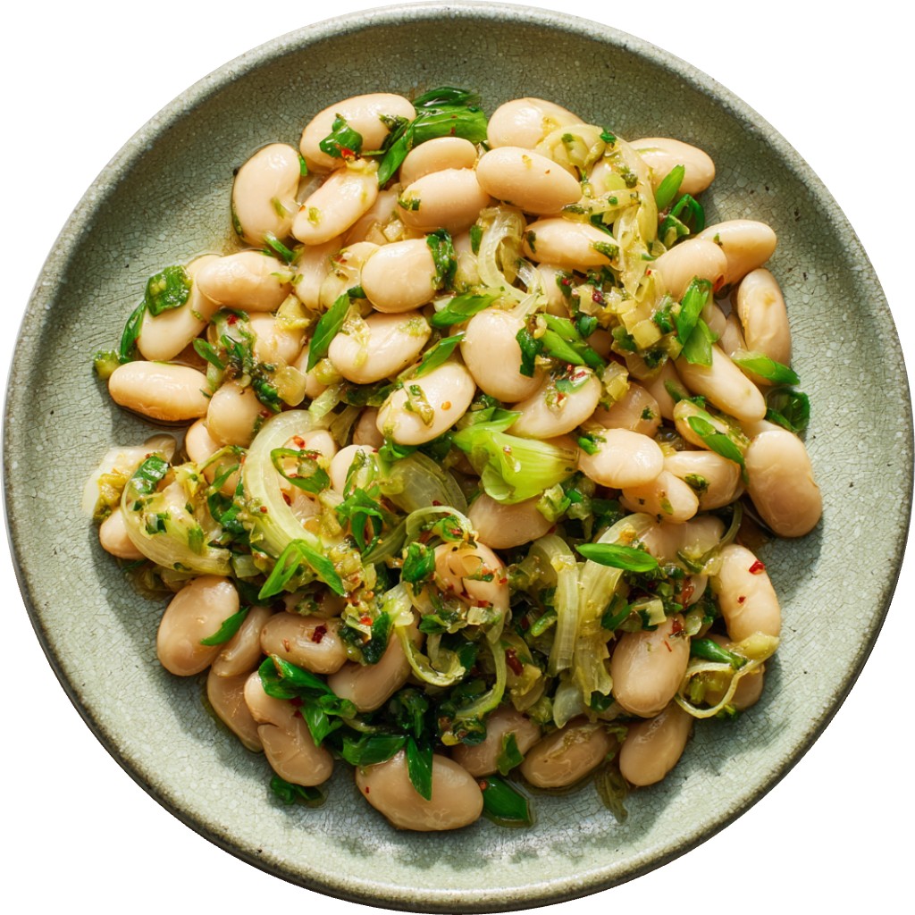 Sizzling Ginger-Scallion White Bean Salad