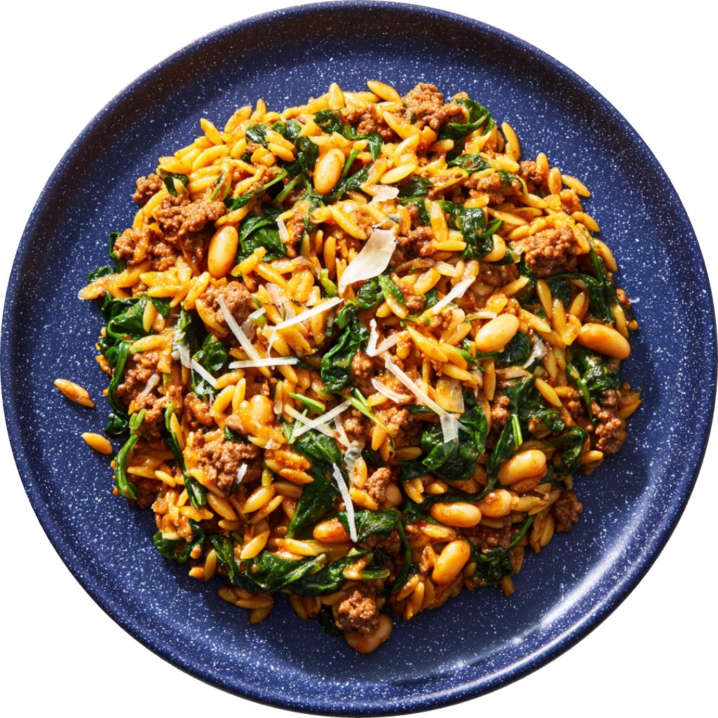 One-Pot Beef & Spinach Orzo