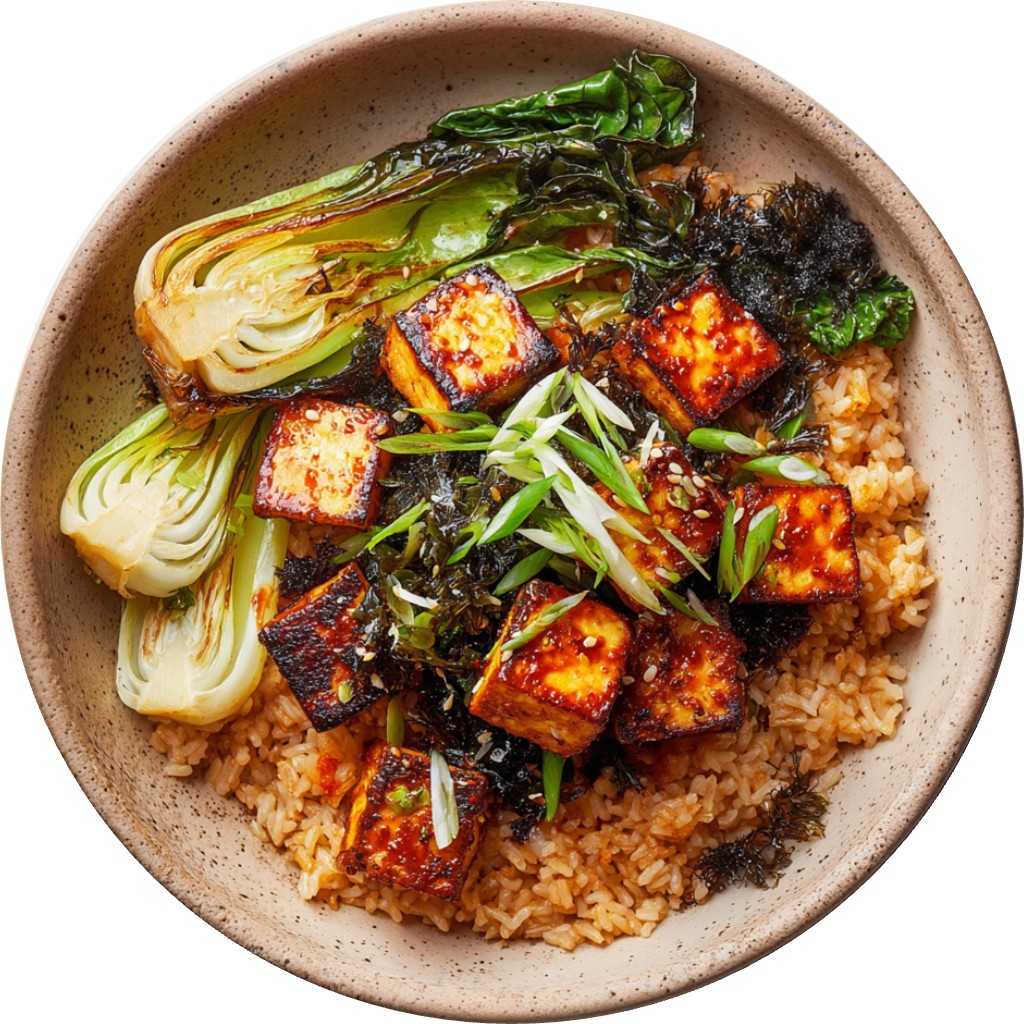 Miso Brothy Rice With Crispy Gochujang Tofu