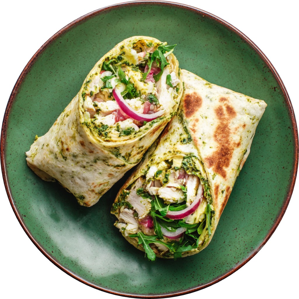 High Protein Pesto Chicken Wrap Melt