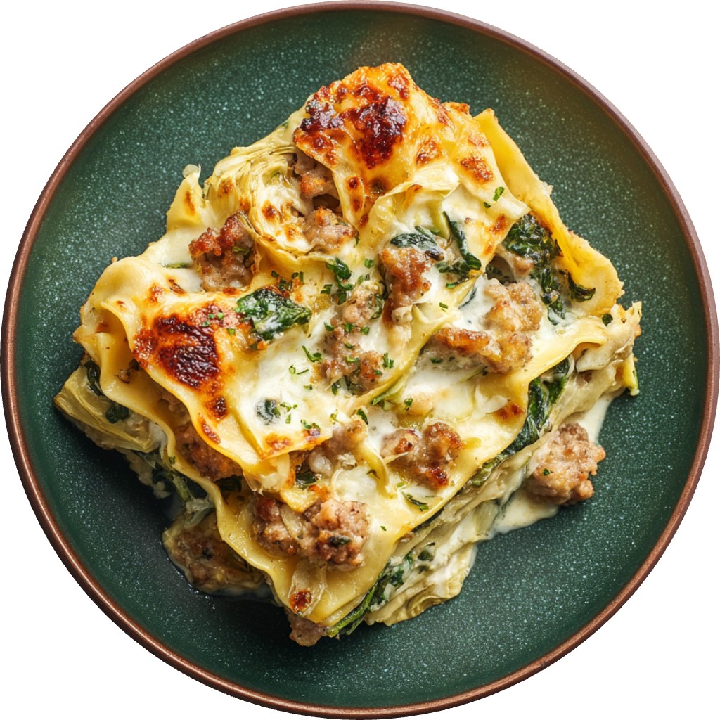 Lasagna With Spinach, Artichoke, And Sausage