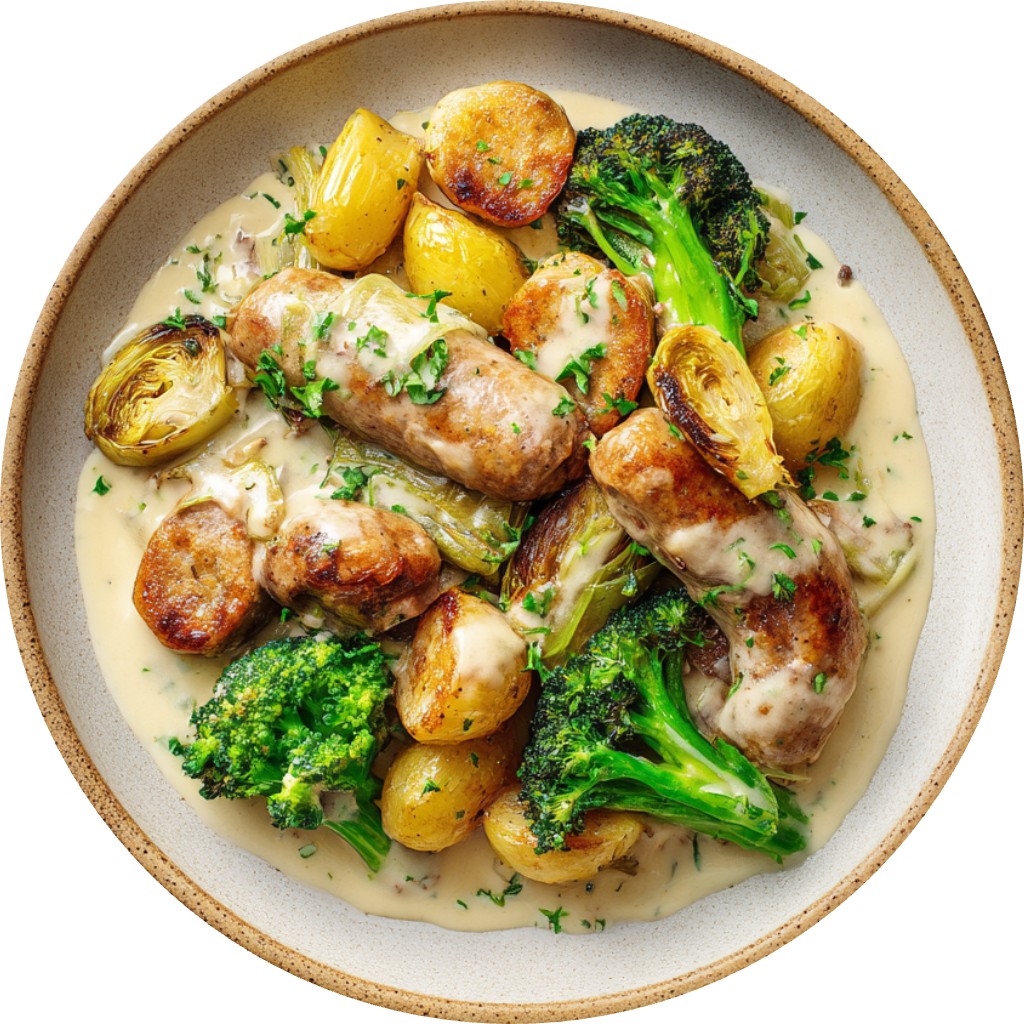 Slow Cooker Sausage & Leeks In Creamy Mustard Sauce