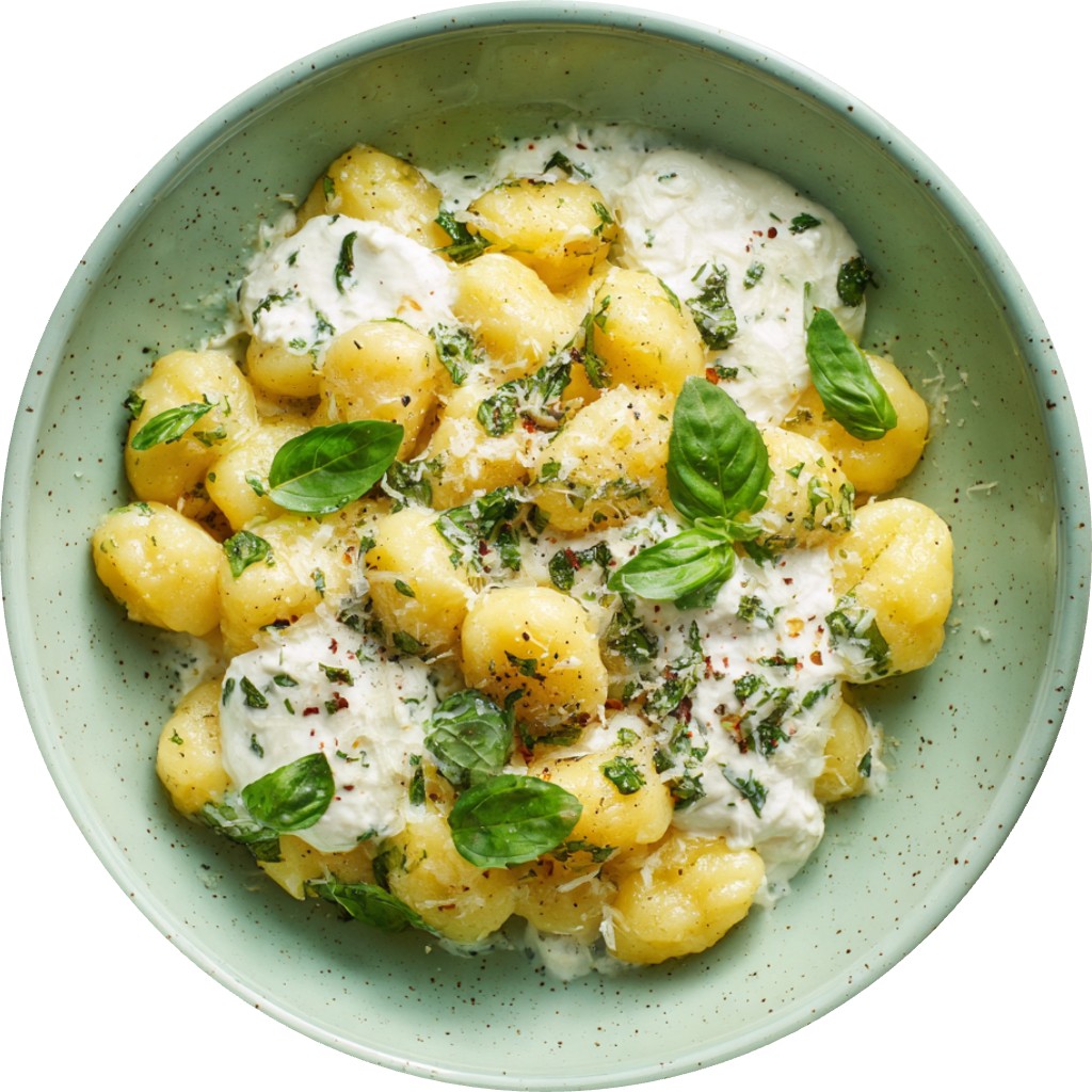 Basil Gnocchi With Burrata