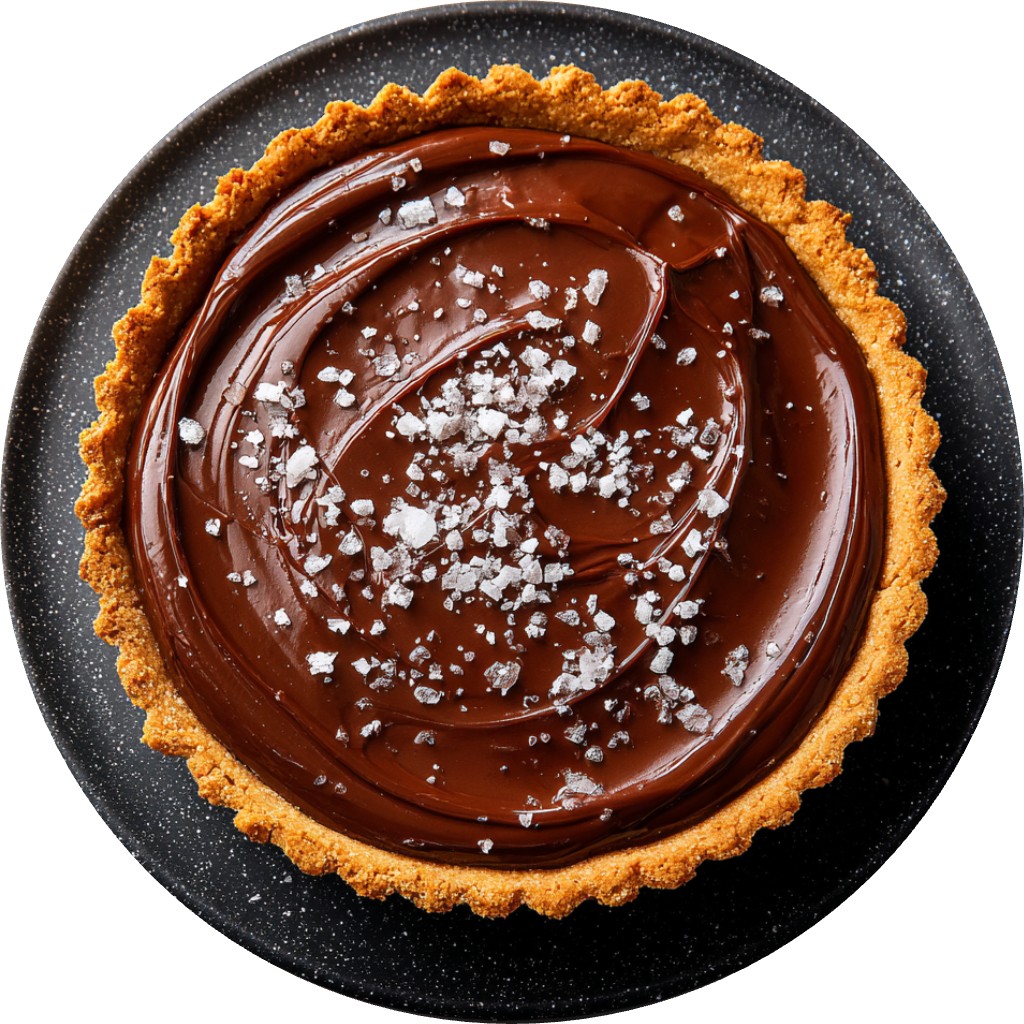 Chocolate Cream Pie With Cookie Crust, Caramel, And Flaky Salt