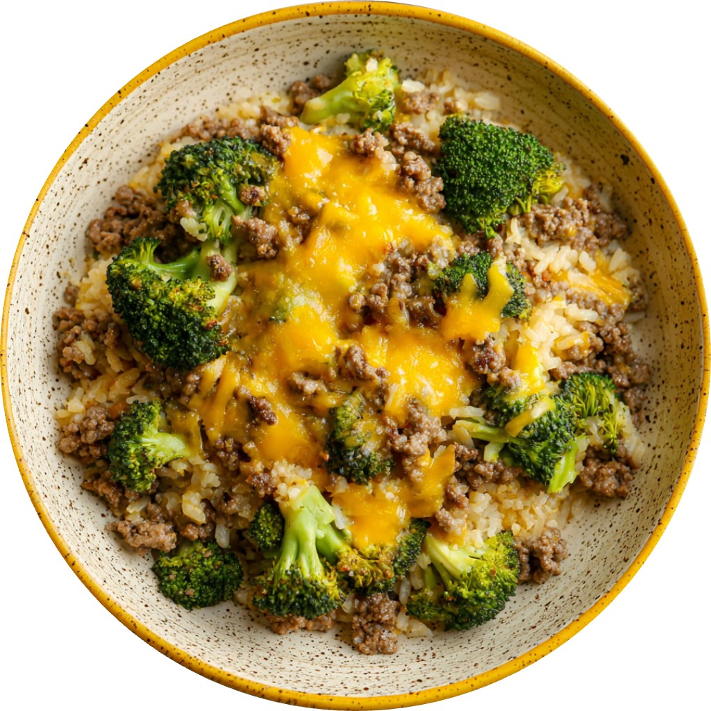 Broccoli Cheddar Beef Bowls