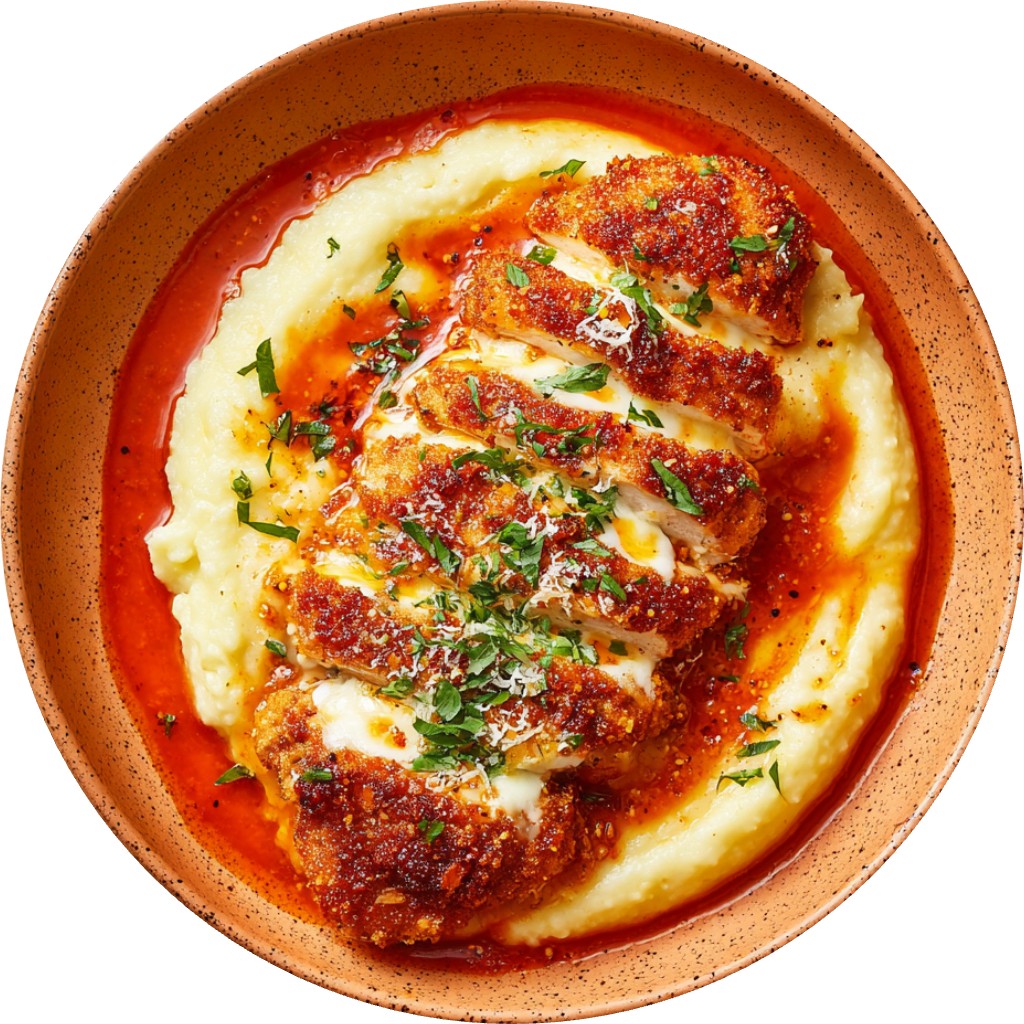 Hot Honey Chicken Parm With Cheesy Mash