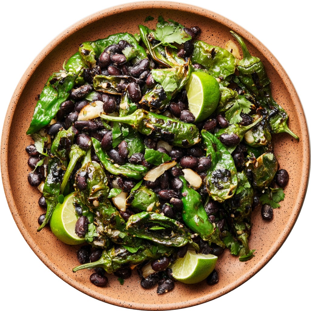Charred Poblano Chili & Lime Black Bean Salad