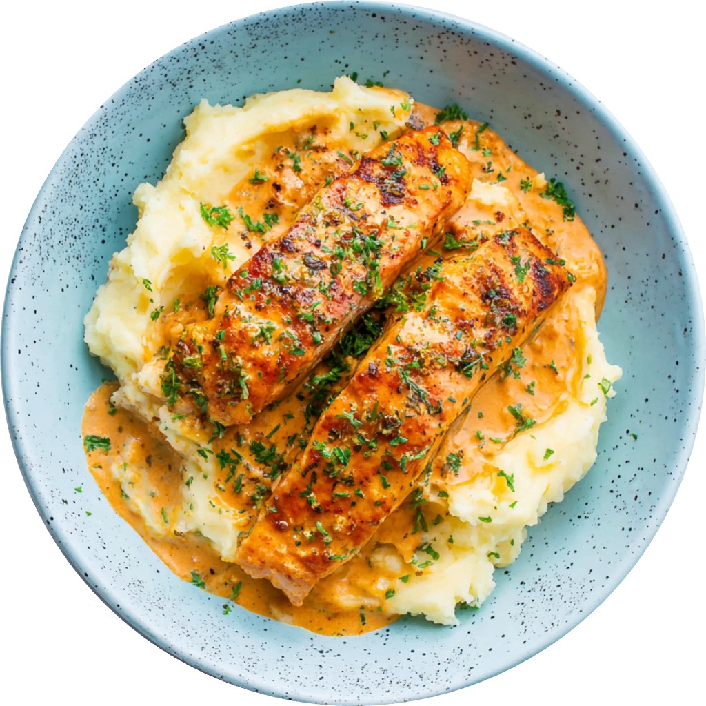 Creamy Tomato Salmon & Mashed Potato