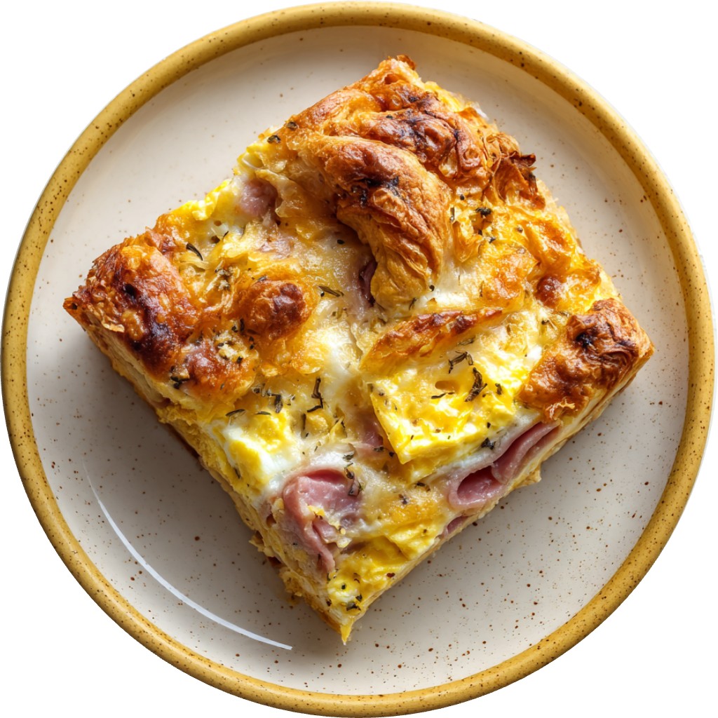 Ham, Egg And Cheese Croissant Casserole