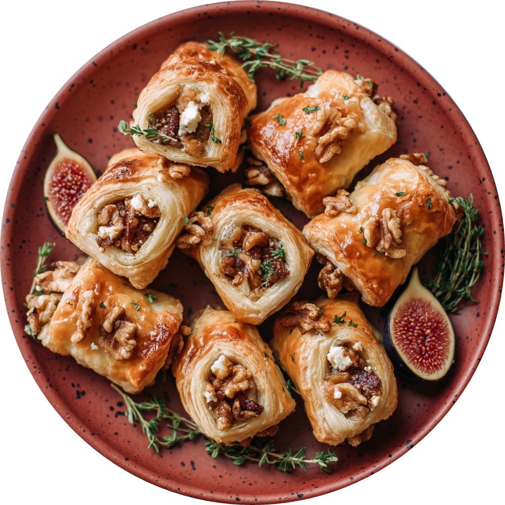 Fig, Goat Cheese & Honey Puff Pastry Rolls