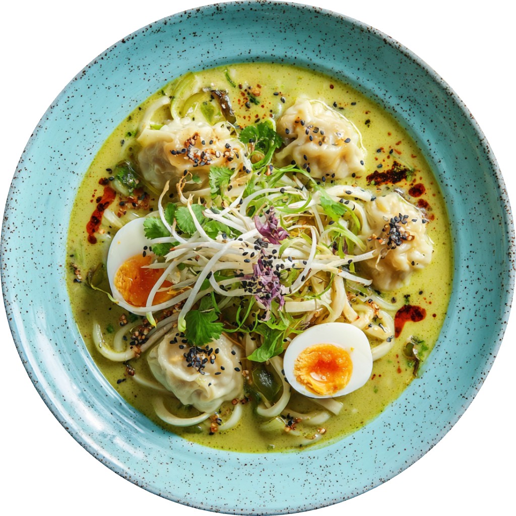Thai Green Noodle Dumpling Soup