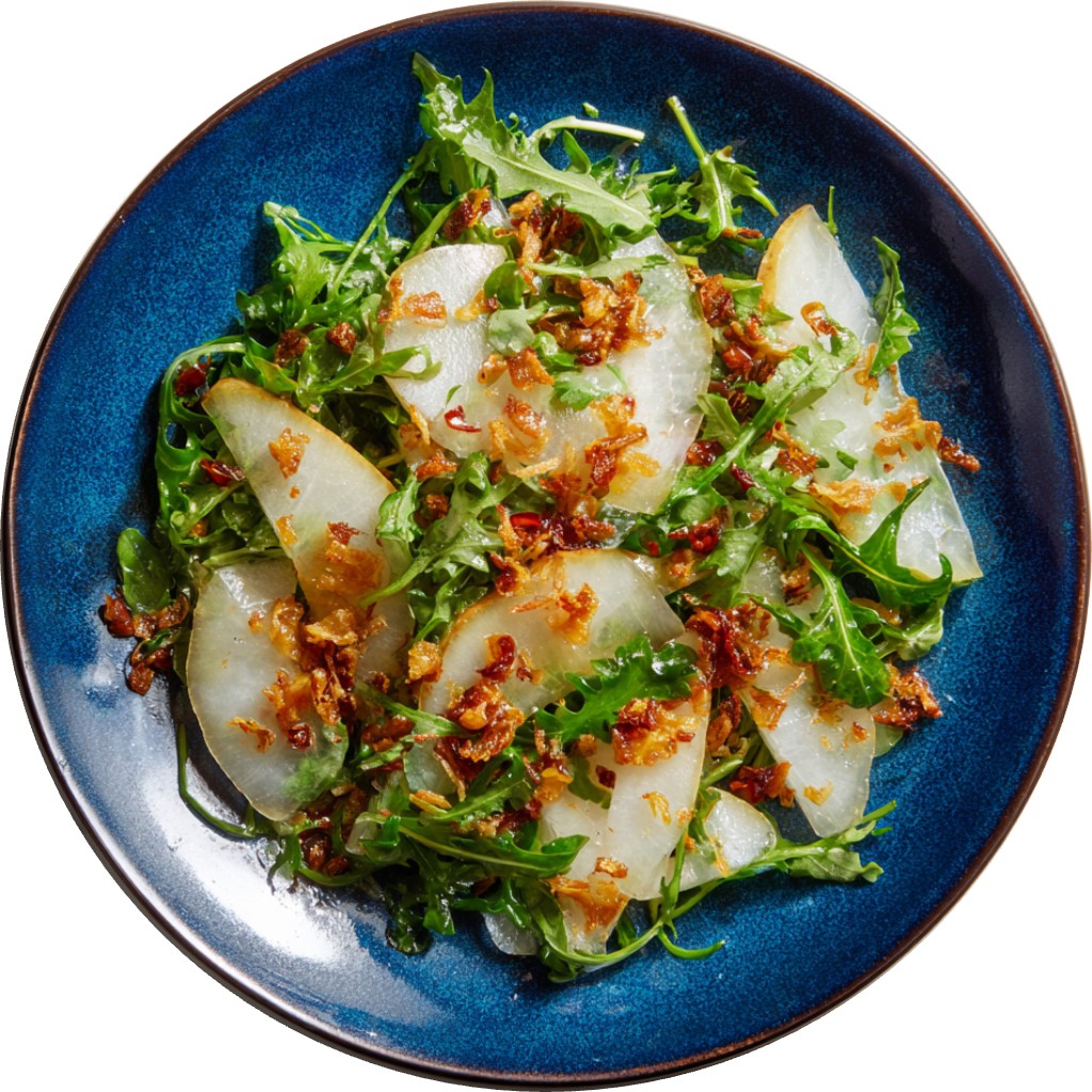 Asian Pear Salad With Crispy Shallots