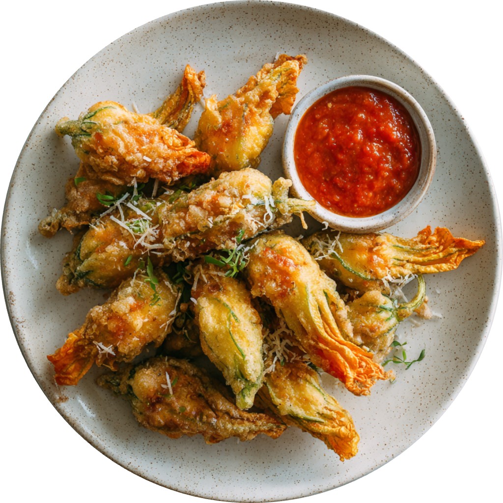 Fried Squash Blossom "Mozzarella Sticks"