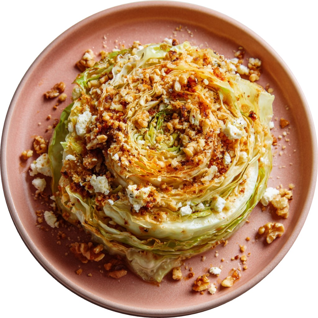 Roasted Cabbage Salad With Orange-Maple-Walnut-Goat Cheese Crumble
