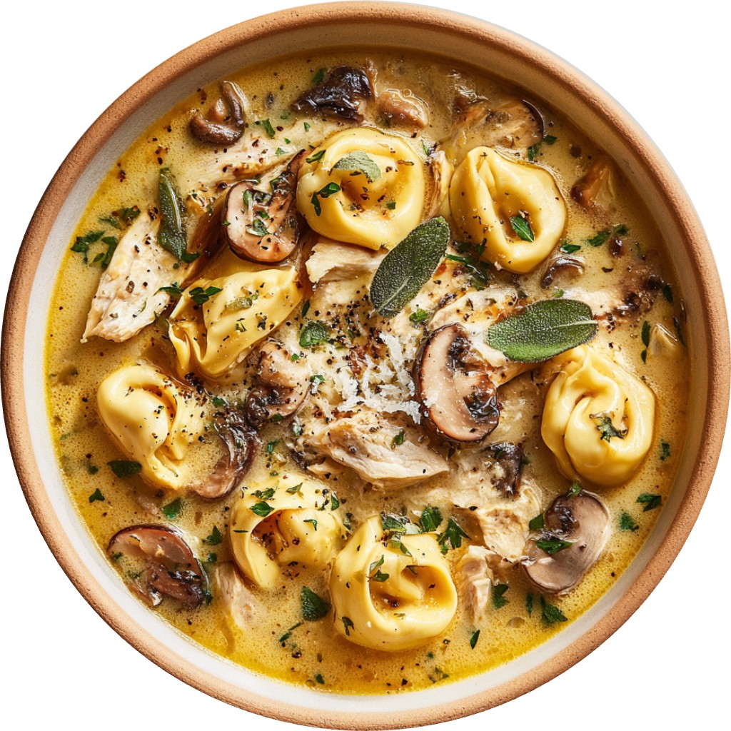 Creamy Chicken & Mushroom Tortellini Soup