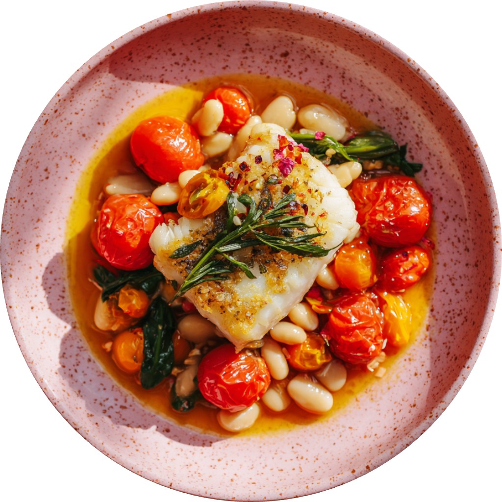 Tomato & White Bean Braised Cod
