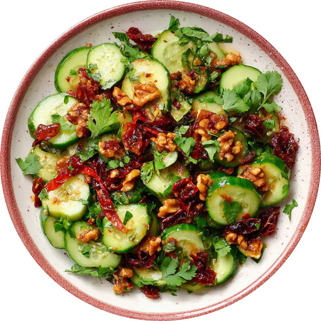 Cucumber & Bell Pepper Salad With Sun Dried Tomato & Date Chutney