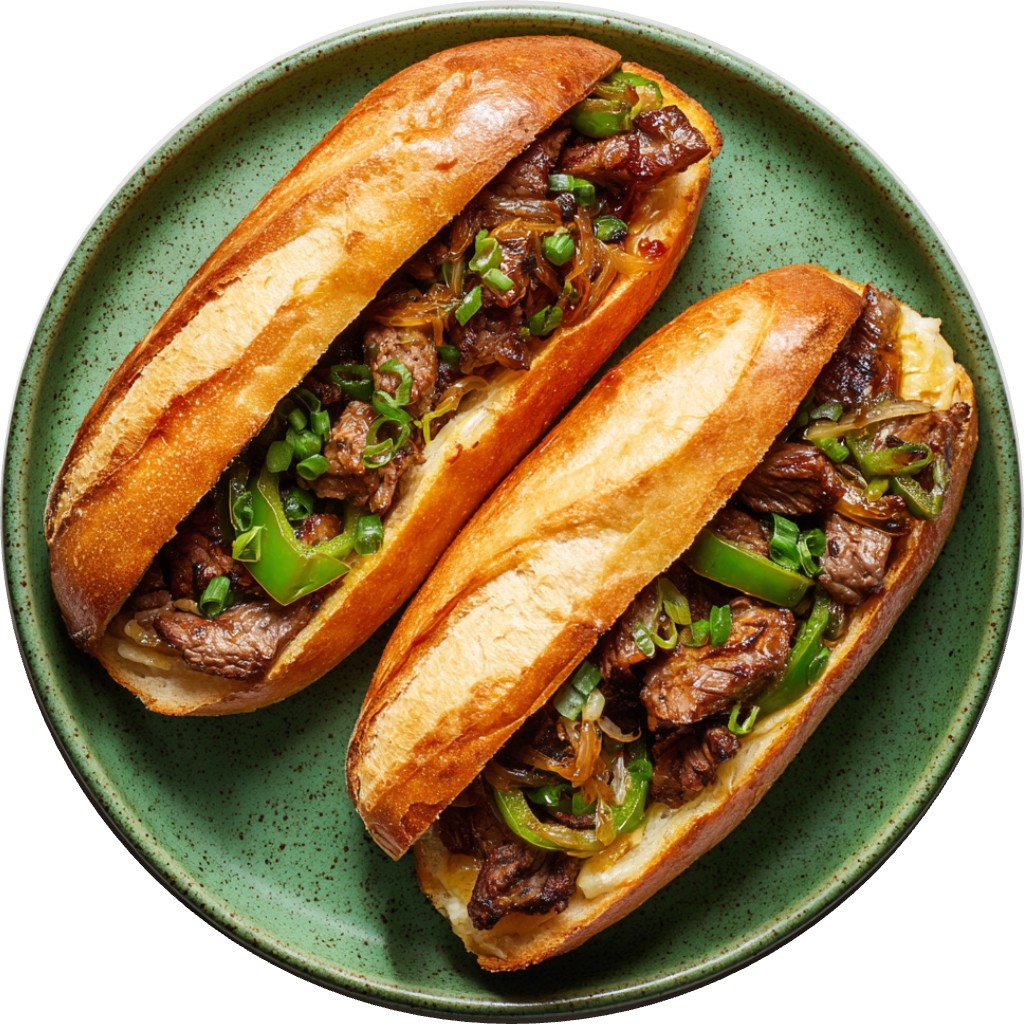 Honey Sriracha Cheesesteak Baguettes
