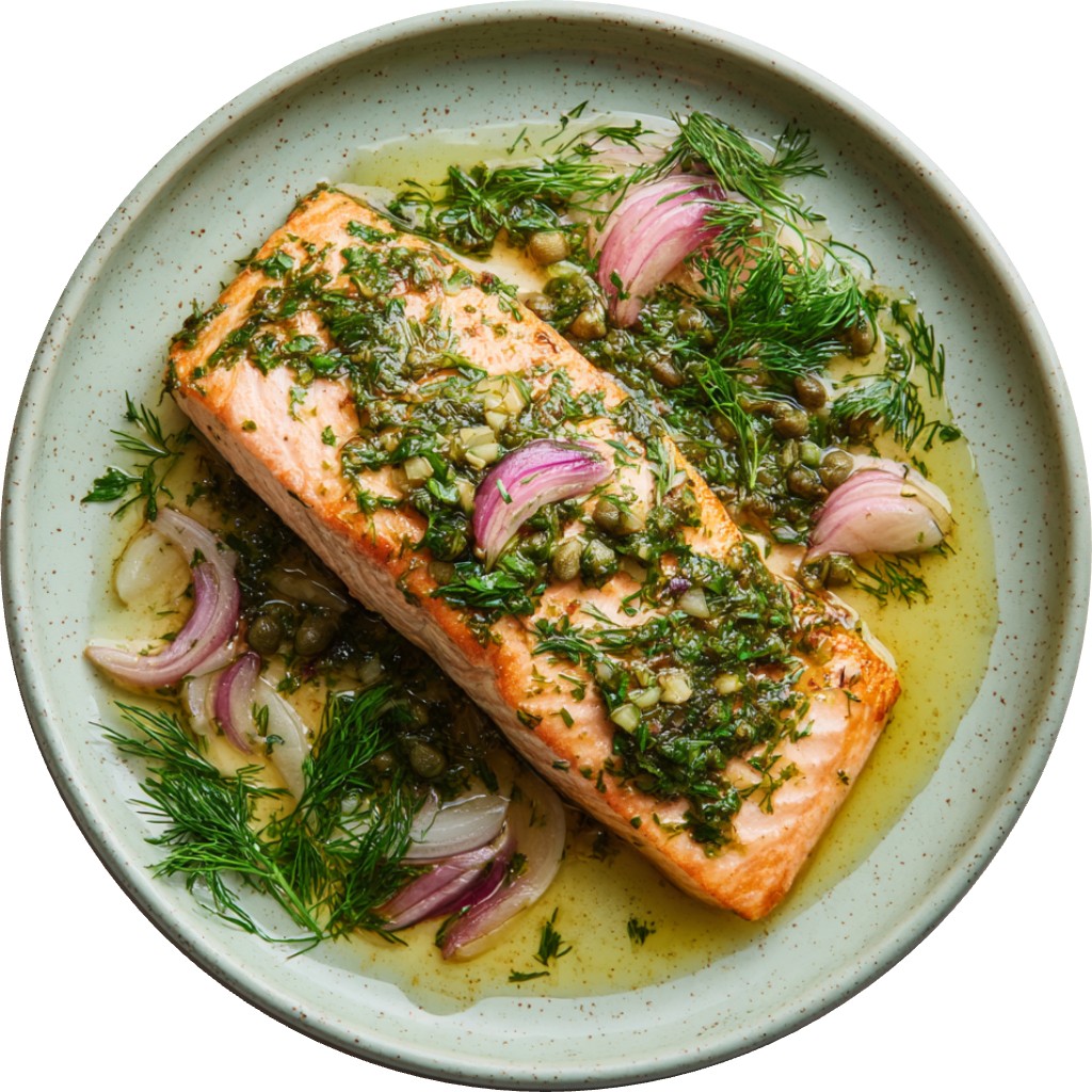 Slow Roasted Salmon With Salsa Verde
