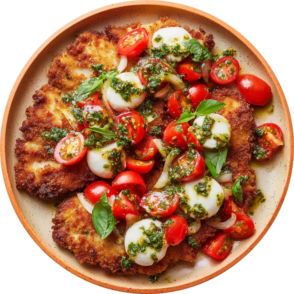Crispy Chicken Cutlets With Tomato-Mozzarella Salad