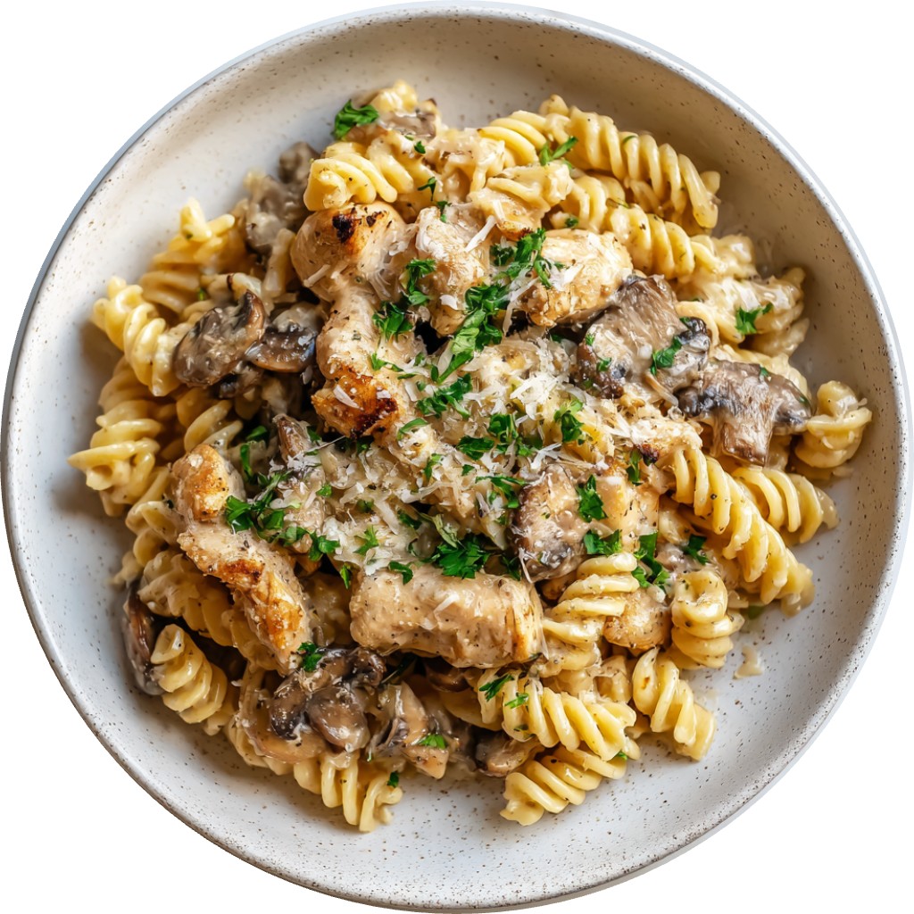 Creamy Caramelized Onion & Mushroom Chicken Pasta